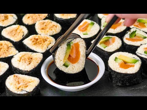 Keto Sushi Roll Recipe - Low Carb Japanese Lunch with Cauliflower Rice &amp; Nori (Healthy &amp; Delicious)