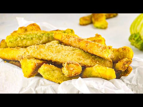 Zucchini Fries Keto Recipe - Low-Carb Crunchy Finger Food, Snacks or Side Dish (Oven Bake)