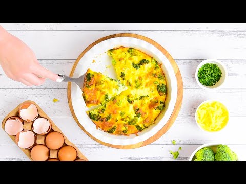 Crustless Broccoli Quiche &amp; Cheddar Recipe - Keto Vegetarian, Paleo &amp; Very Nutritious (Easy to make)