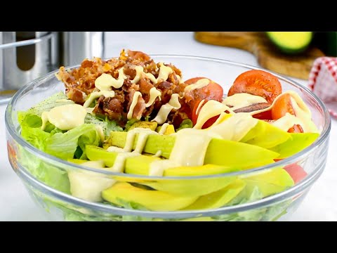 Keto BLT Salad Recipe - Low Carb Meal with 47g of Healthy Fats, 5g Net Carbs &amp; 10g Protein (Easy)