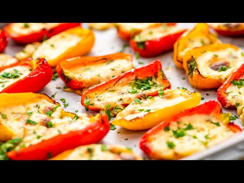 Keto Queso Stuffed Peppers Recipe - Low Carb Cheesy &amp; Delicious Mini Pepper Finger Food (Easy)