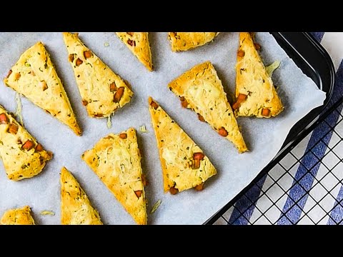 Keto Scones Recipe - Ham &amp; Cheese - Freshly Baked &amp; Easy to Make (2g Net Carbs)