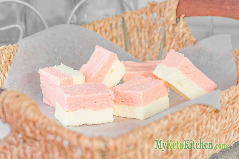 Vanilla Strawberry Keto Christmas Fudge