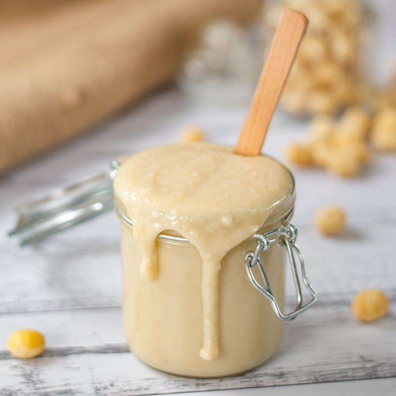 Keto Macadamia Butter in a glass jar