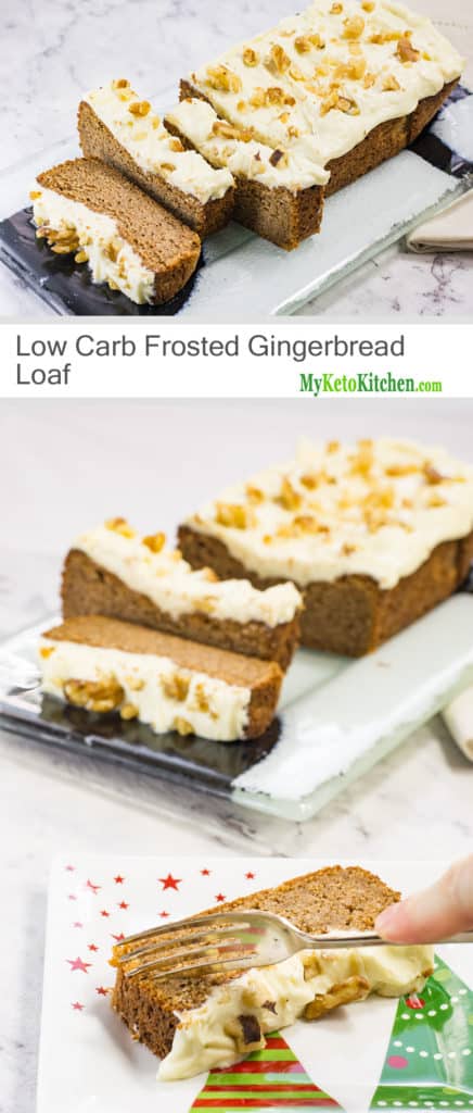 Low Carb Frosted Gingerbread Loaf (Gluten Free, Grain Free, Sugar Free, Keto)