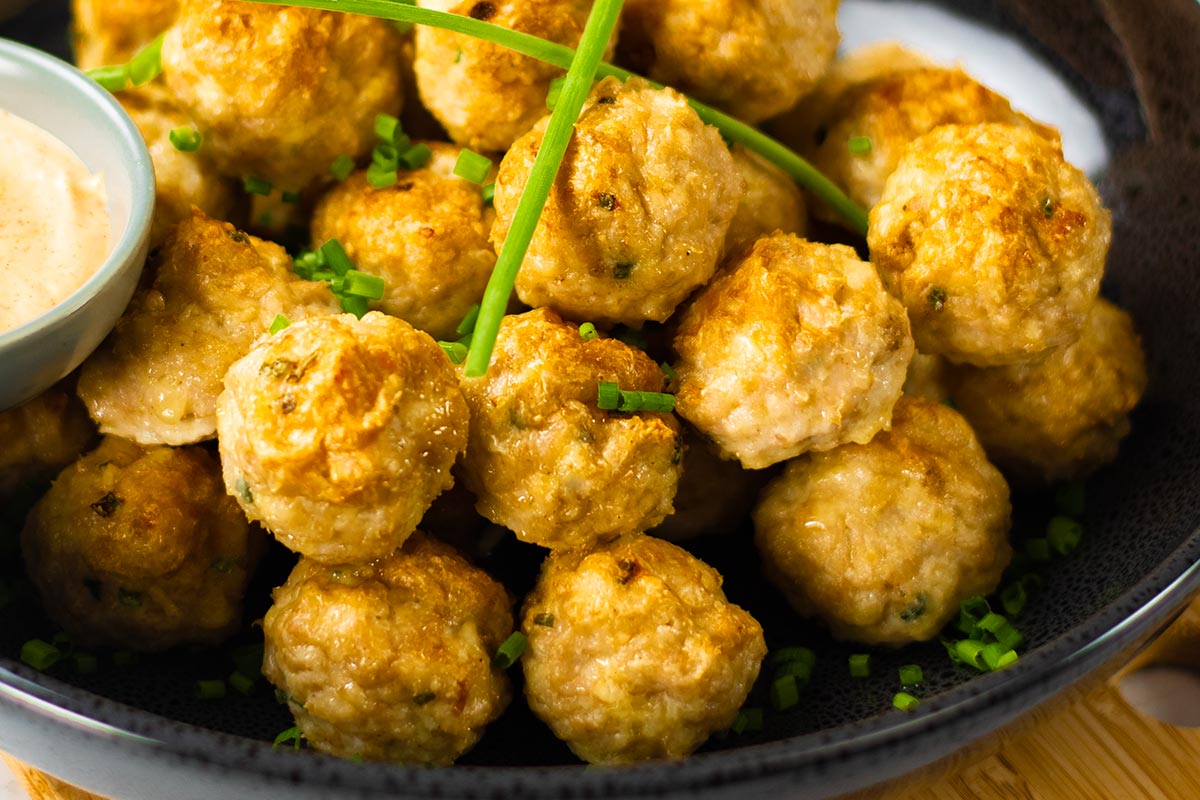 Best Keto Chicken & Cheese Meatballs Crunchy Outside, Juicy Inside