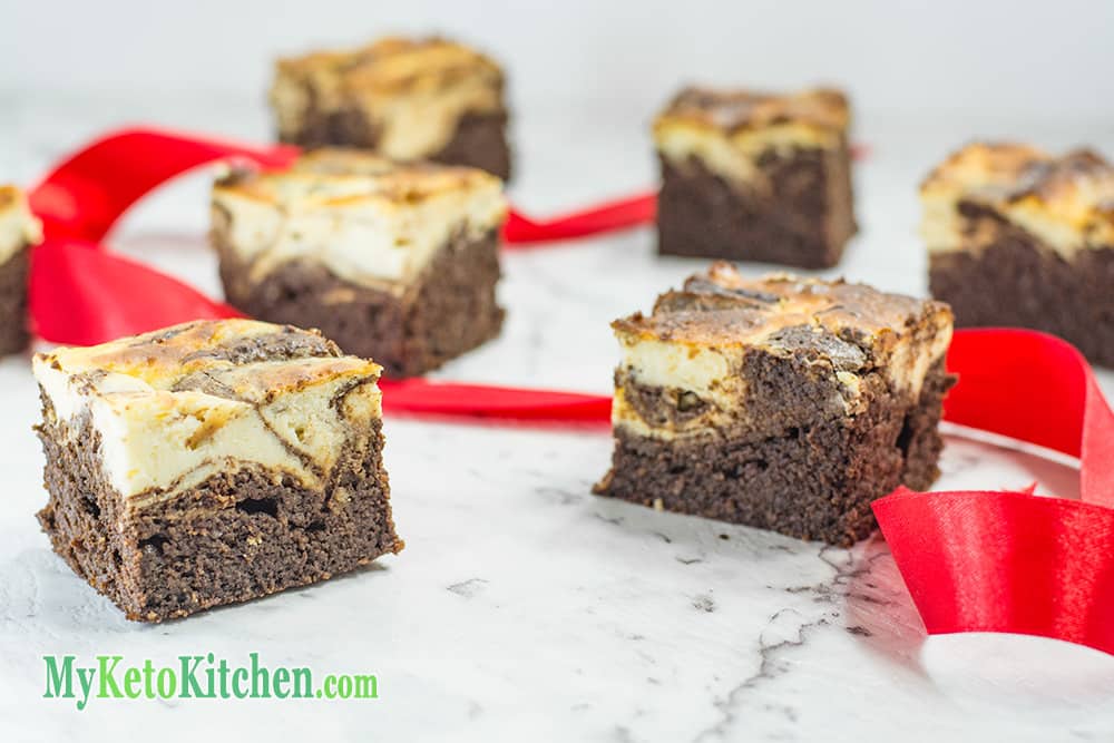 Keto Cheesecake Swirl Brownies for Christmas