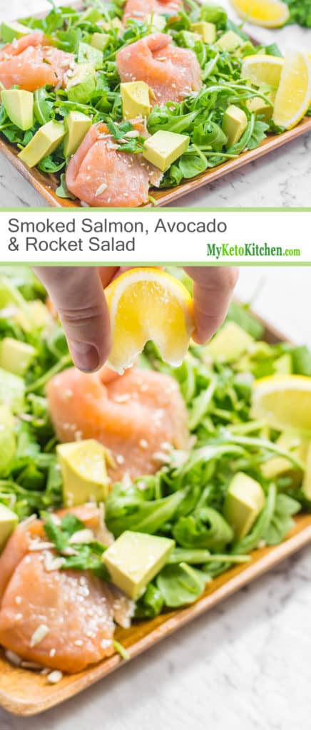 Smoked Salmon, Avocado & Rocket Salad (Low Carb, Keto, Paleo, Gluten Free)