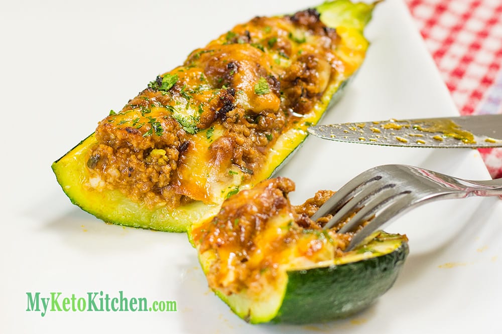 Low Carb Bolognese Stuffed Zucchini Boats