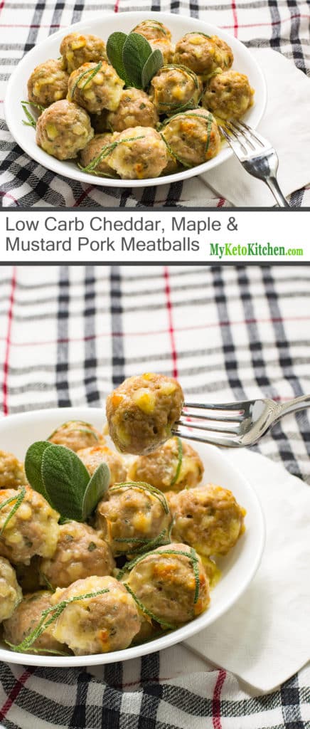 Low Carb Cheddar, Maple & Mustard Pork Meatballs (Gluten Free, Grain Free, Keto)