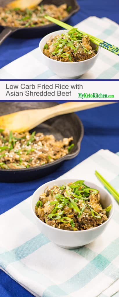 Low Carb Fried Rice with Asian Shredded Beef (Gluten Free, Grain Free, Keto)