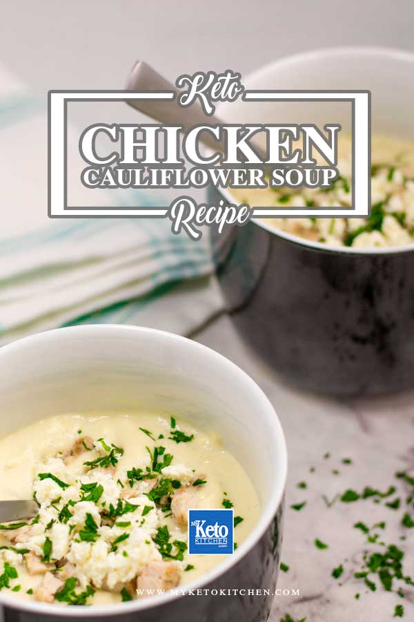 Bowls of keto cauliflower chicken soup 