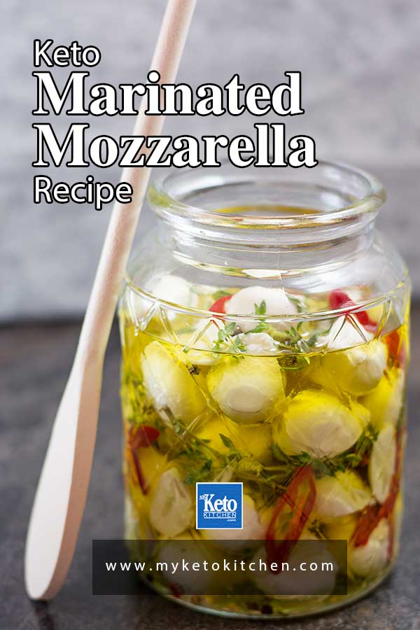 Keto Marinated Bocconcini in a glass jar