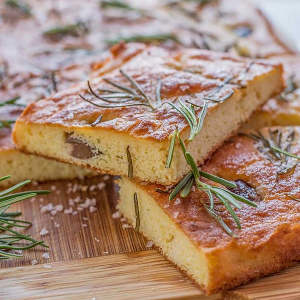 Keto Rosemary & Olive Focaccia Bread Perfect for Low Carb Sandwiches