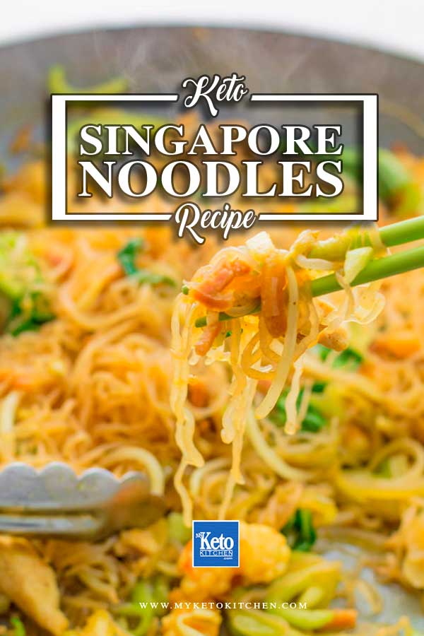 Easy Keto Noodles Recipe - Singapore Style, Chicken, Bacon & Shrimp