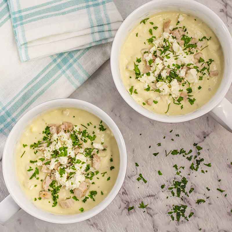 Keto Cauliflower & Chicken Soup with Feta Cheese Recipe