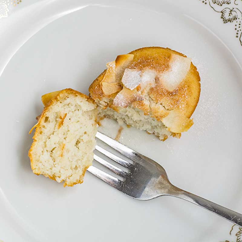 Keto Vanilla Coconut Friands on a plate