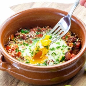Keto Spanish Bakeda Eggs in a tapas dish