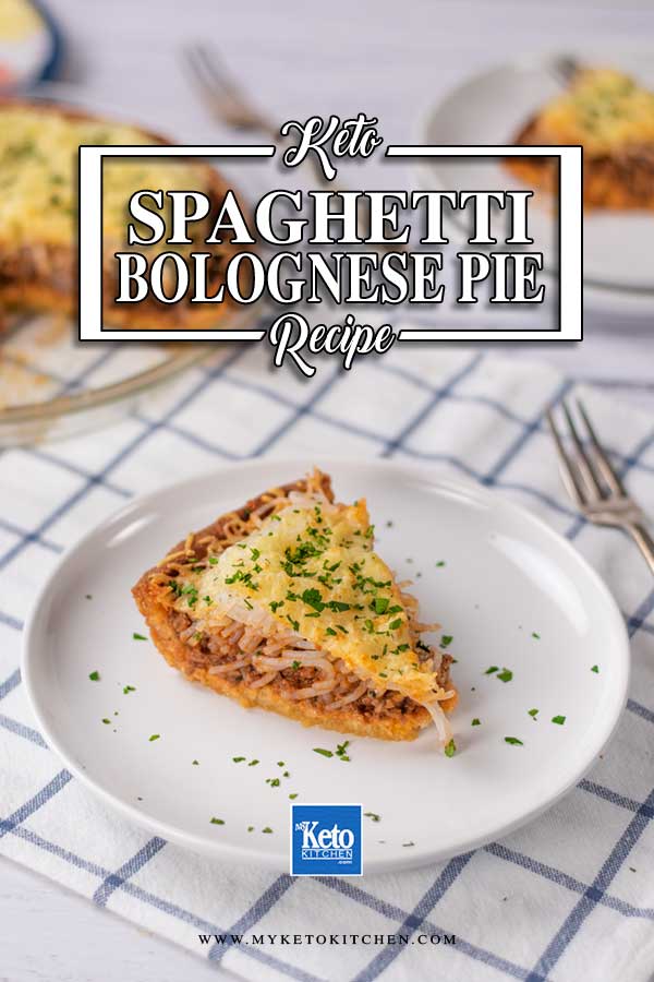 A slice of Keto Spaghetti Bolognese Pie on a plate