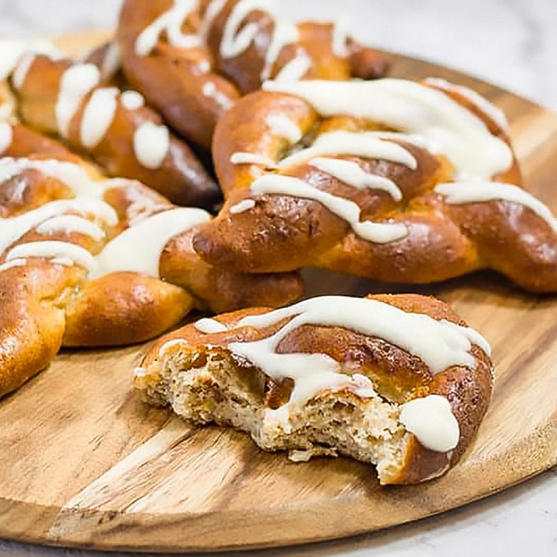 Keto Glazed Pretzels on a board