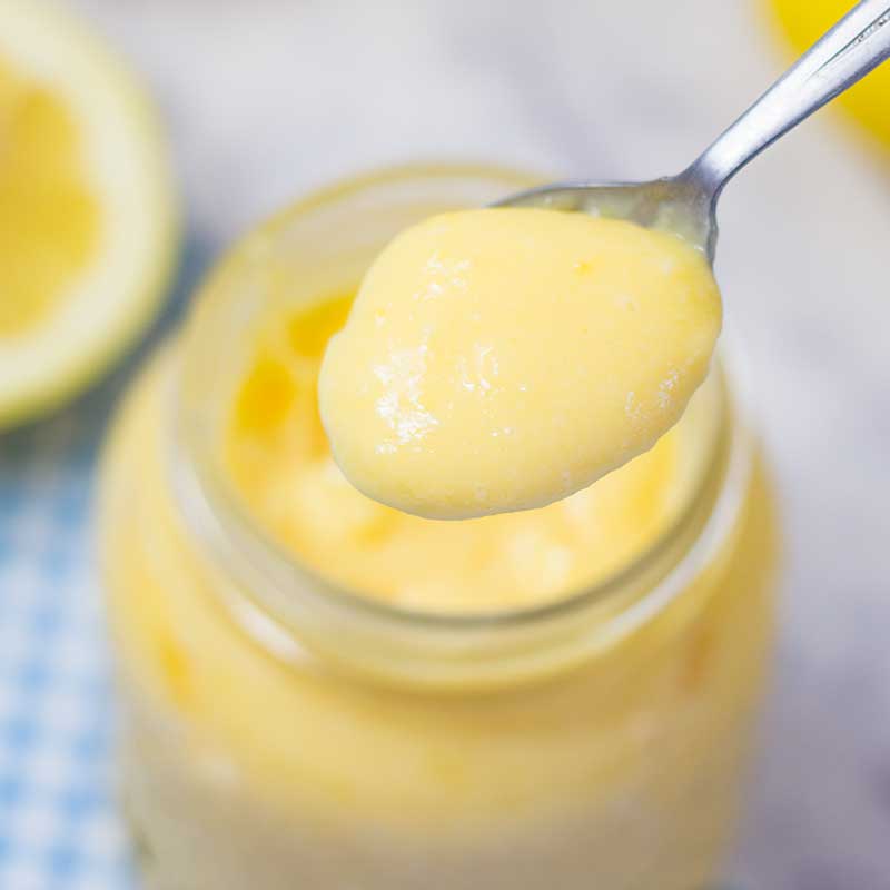 Keto Lemon Curd in a glass jar