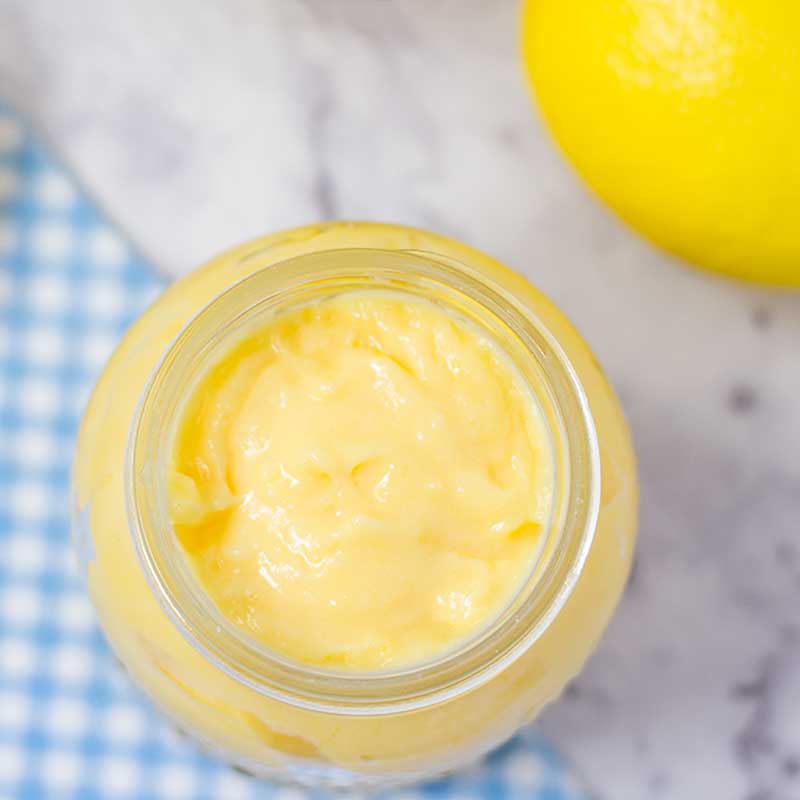 Keto Lemon Curd in a glass jar