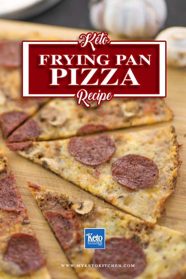 Keto Skillet Pizza Recipe Cheesy Crust in the frying pan.