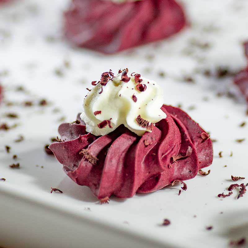 Keto Red Velvet Fat Bomb on a platter