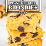 Three keto blondies stack on top of each other.
