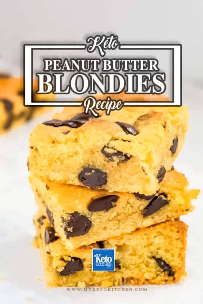 Three keto blondies stack on top of each other.