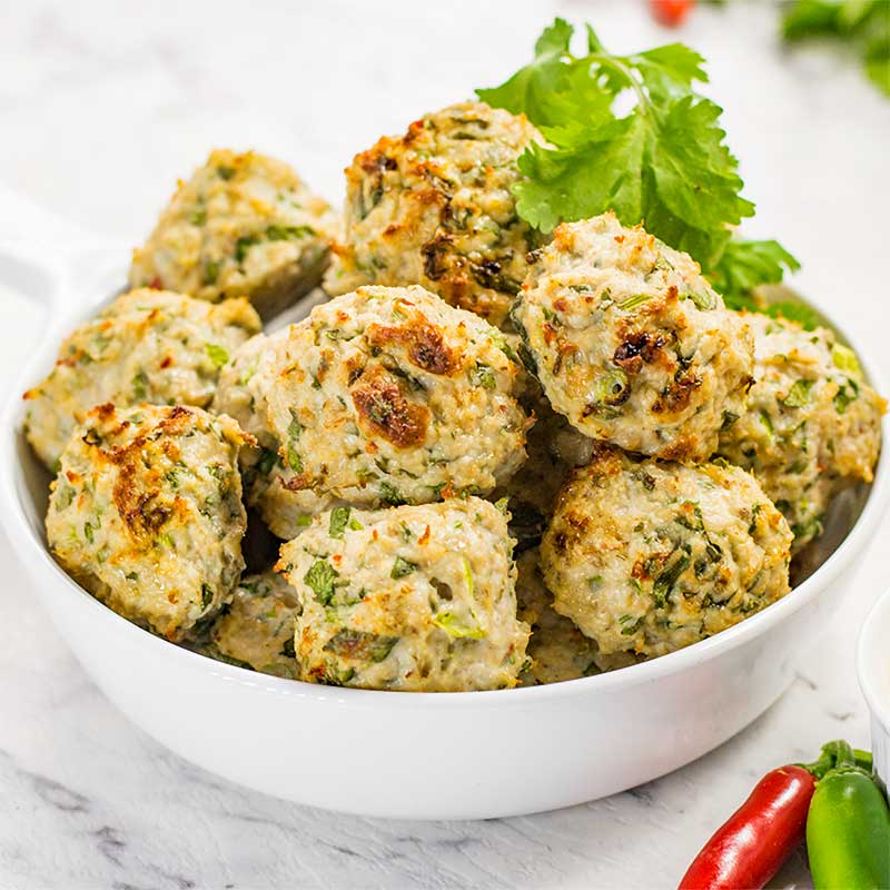 Keto Thai Chicken Meatballs in a bowl