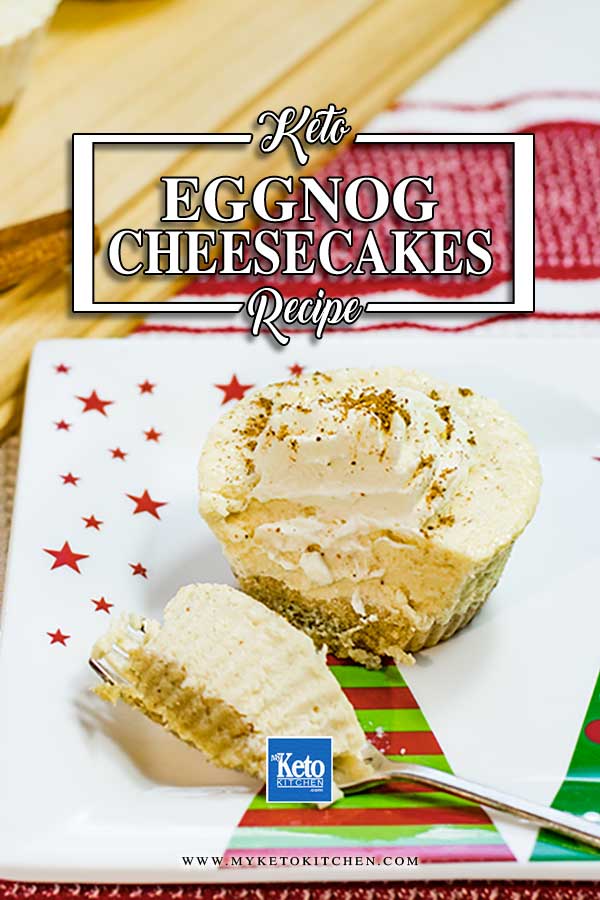 Keto Eggnog Cheesecakes on a Christmas plate