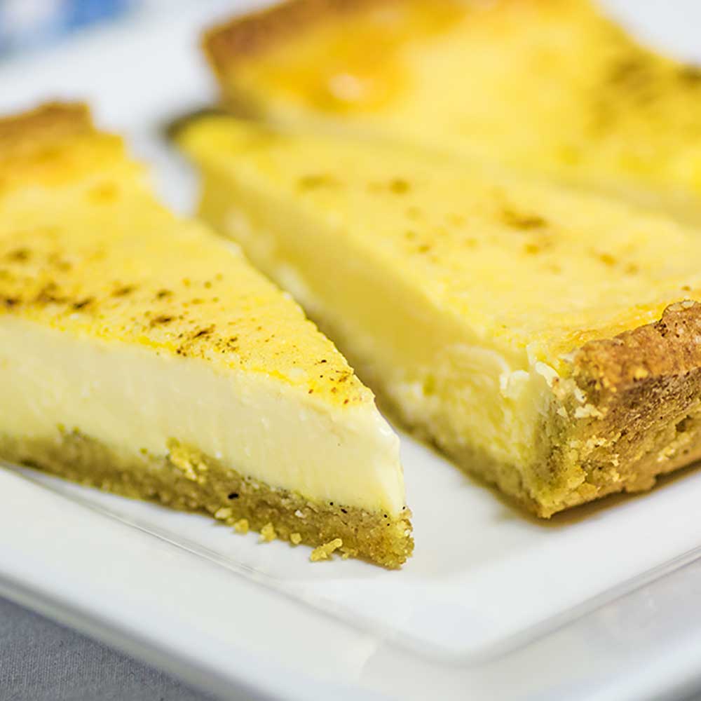 How to make Keto Custard Pie with silky slices and low carb crust.