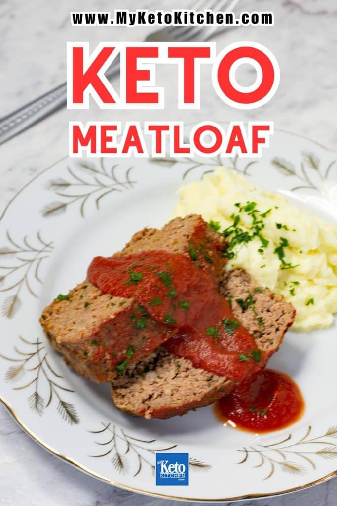 Keto meatloaf on a plate.
