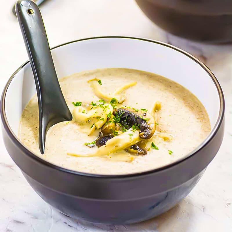 bowl of keto mushroom soup creamy