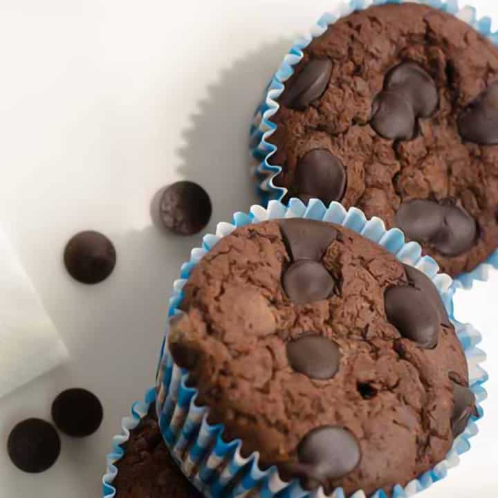 Keto Chocolate Muffins on a white plate