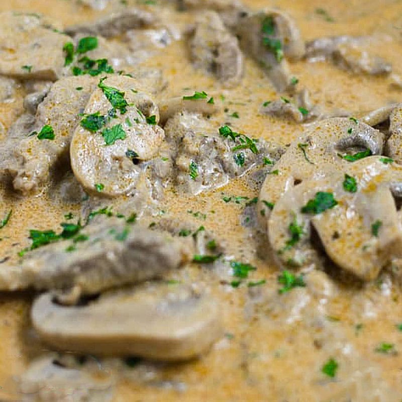 keto slow cooked beef stroganoff