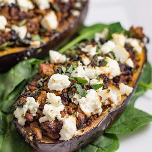 Keto Lamb Stuffed Eggplant
