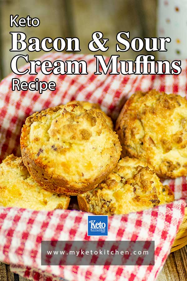 Keto Bacon Sour Cream Muffins in a basket