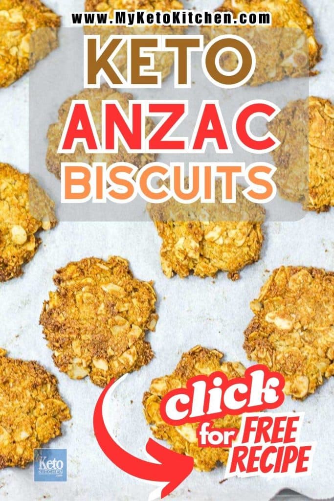 Keto Anzac biscuits on a cookie sheet.