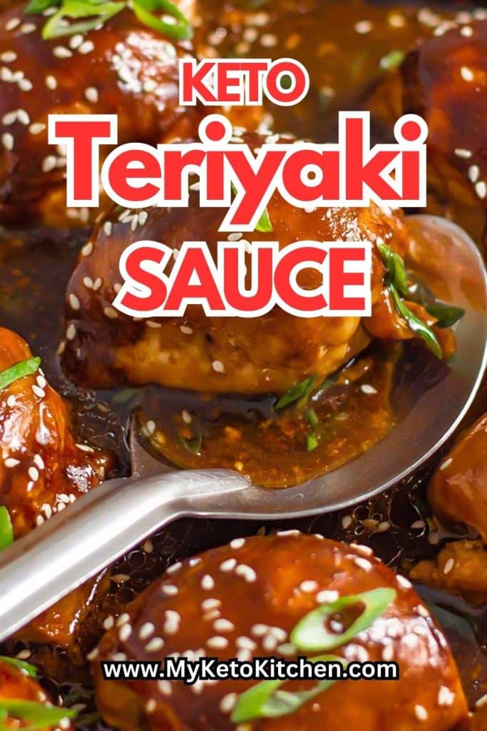 Keto teriyaki sauce over chicken thighs.