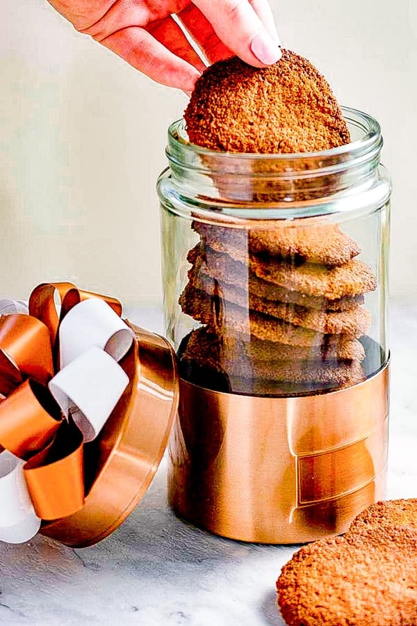 Keto Ginger Snap Cookies in a jar