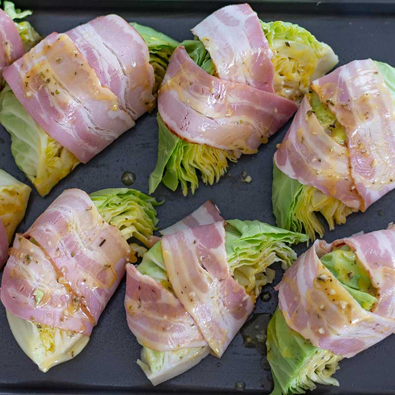 Keto Bacon Wrapped Cabbage Ingredients - easy gluten free side dish recipe