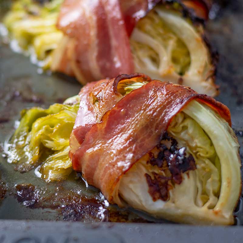 Keto Bacon Wrapped Cabbage - easy gluten free side dish recipe