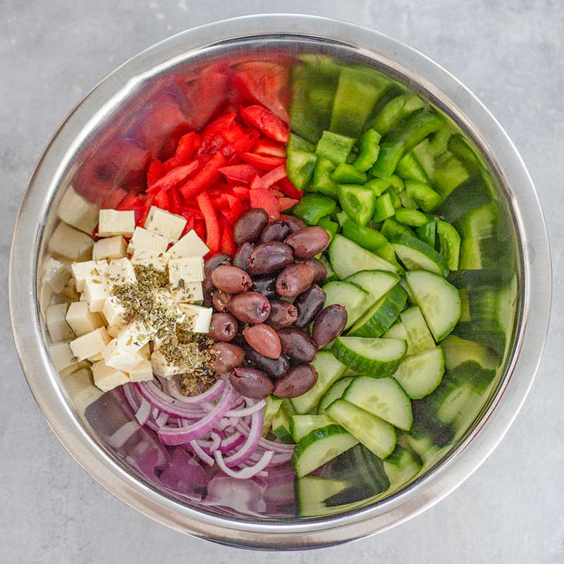 Keto Greek Salad Ingredients - easy low carb salad recipe