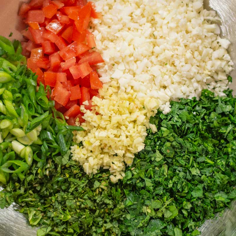 Keto Tabbouleh Salad Ingredients - easy Lebanese salad recipe