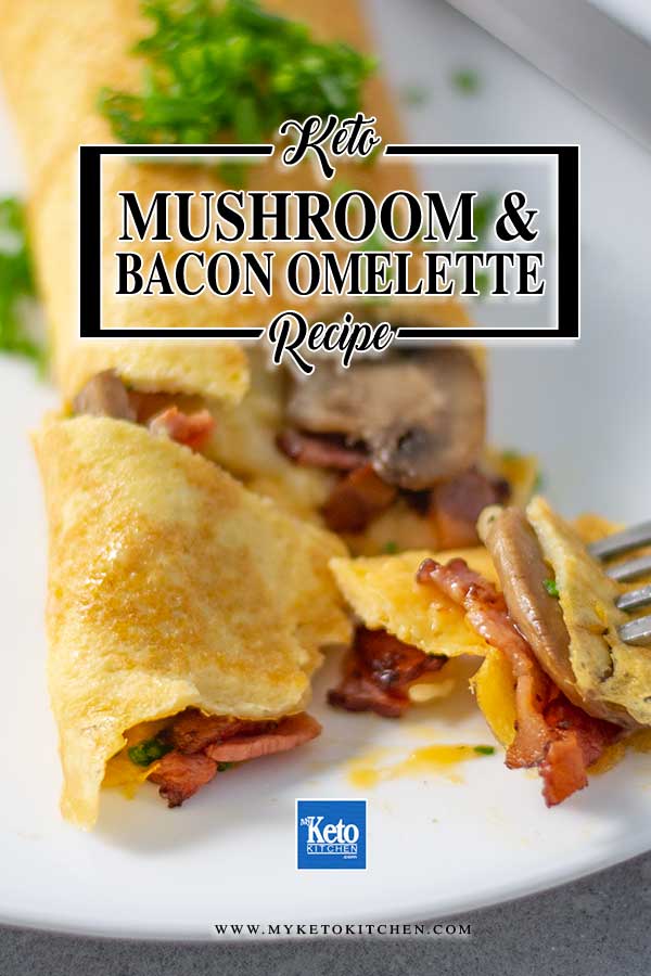 Mushroom & Bacon Folded Omelette - easy keto breakfast recipe