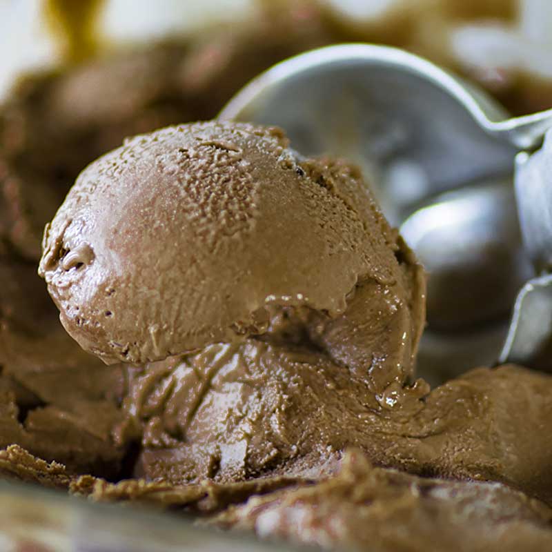 A scoop of Keto Chocolate Ice Cream