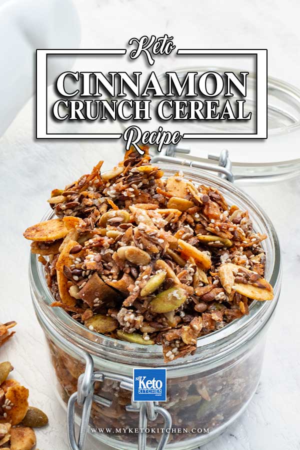 Keto Cinnamon Crunch Cereal in a jar