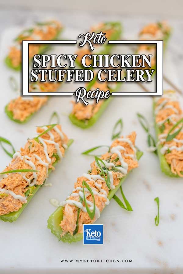 Low Carb Spicy Stuffed Celery - easy buffalo chicken appetizer recipe